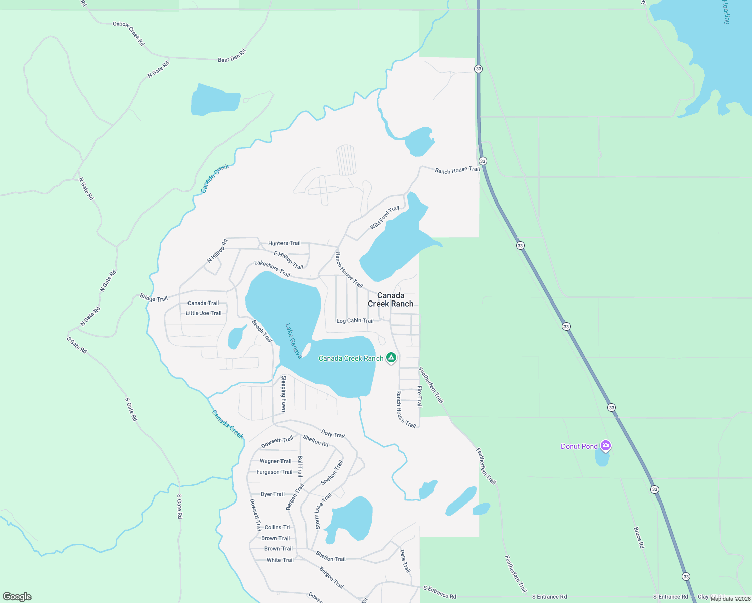 map of restaurants, bars, coffee shops, grocery stores, and more near in Canada Creek Ranch