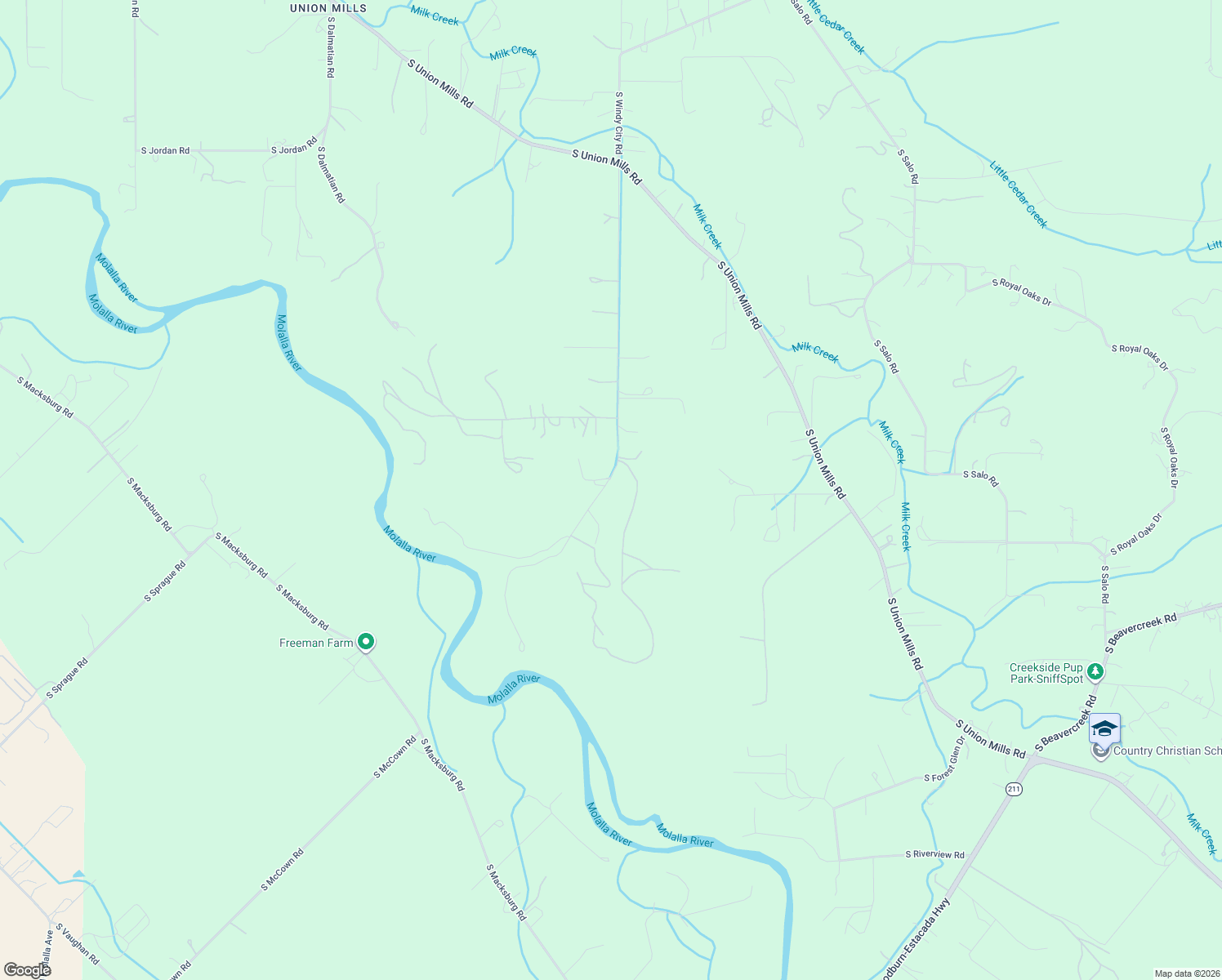 map of restaurants, bars, coffee shops, grocery stores, and more near 29364 South Marshall Road in Mulino