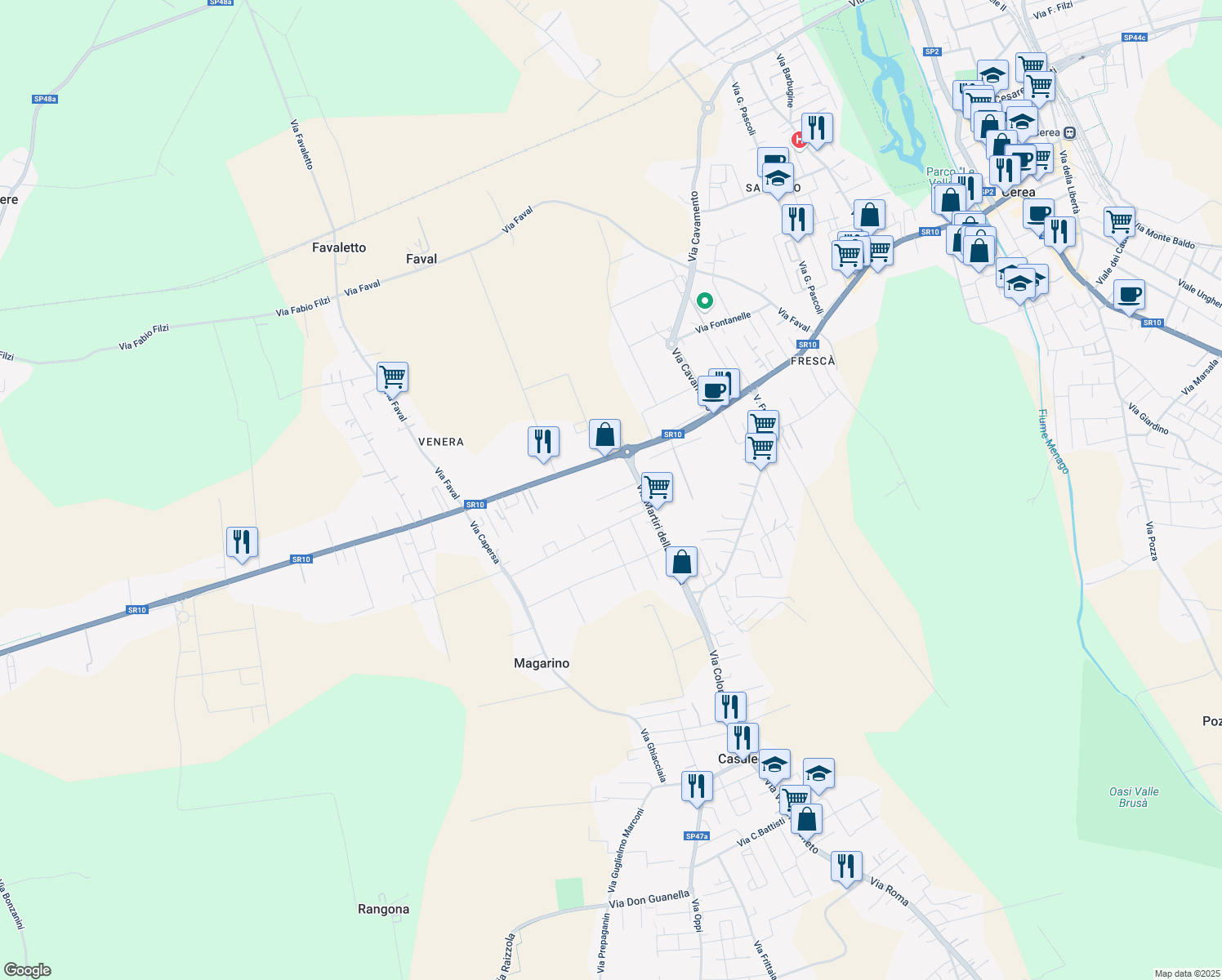 map of restaurants, bars, coffee shops, grocery stores, and more near 4 Via Giorgio La Pira in Casaleone