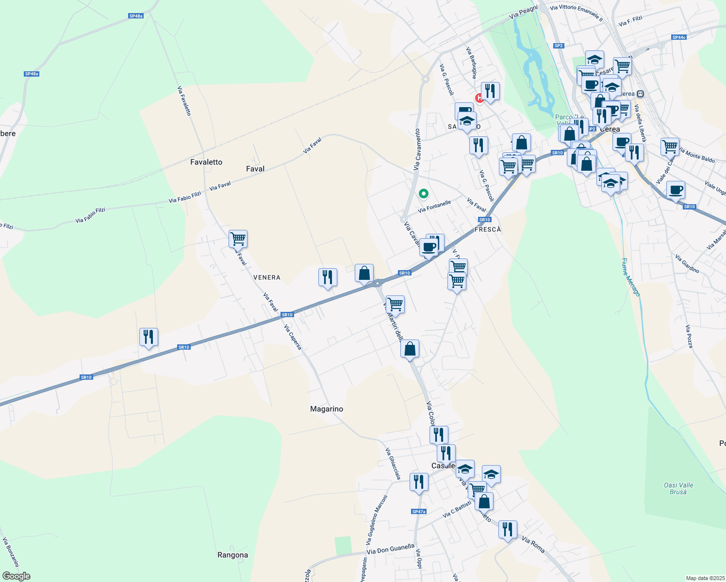 map of restaurants, bars, coffee shops, grocery stores, and more near 4 Via Giorgio la Pira in Casaleone