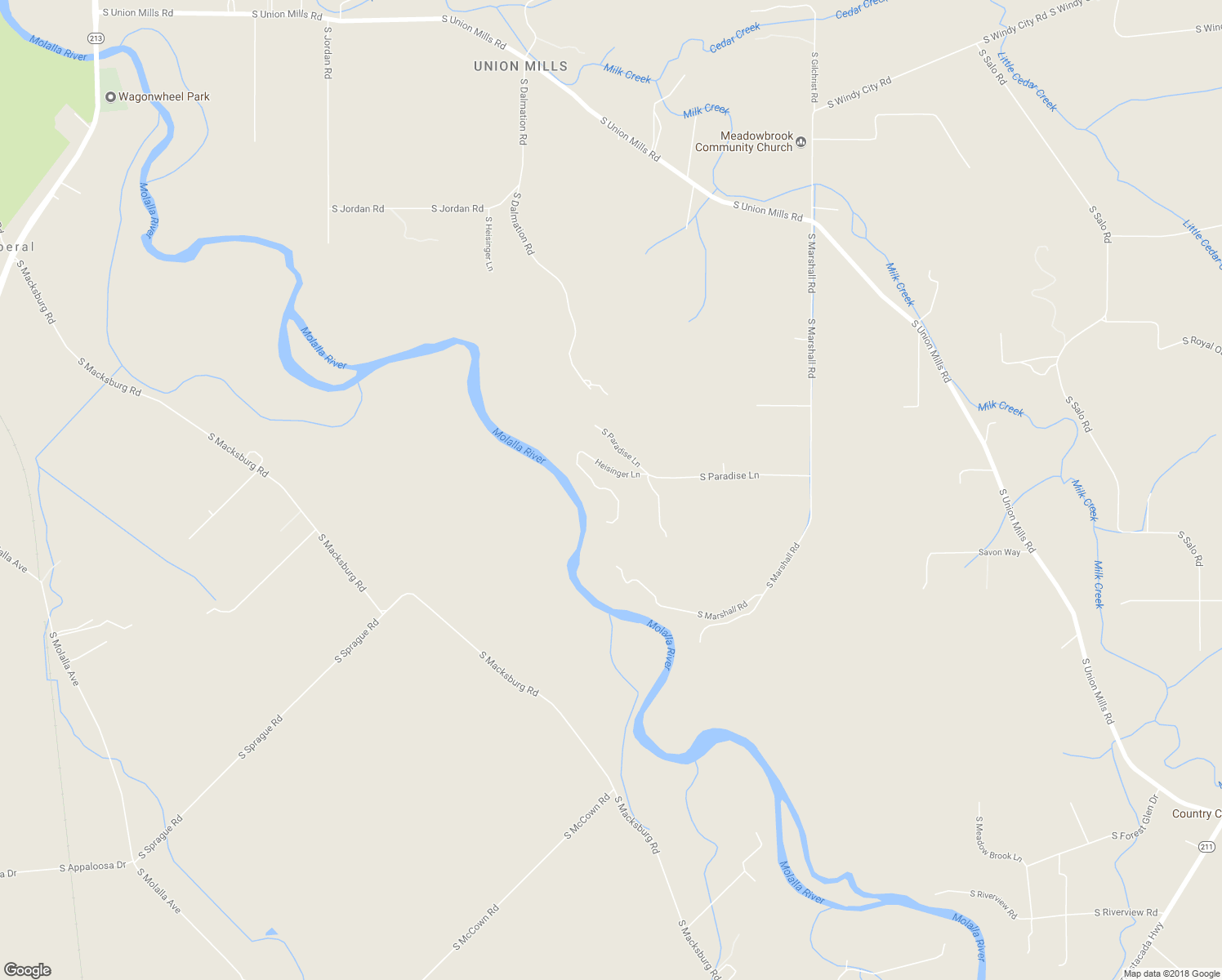 map of restaurants, bars, coffee shops, grocery stores, and more near Heisinger Lane in Mulino
