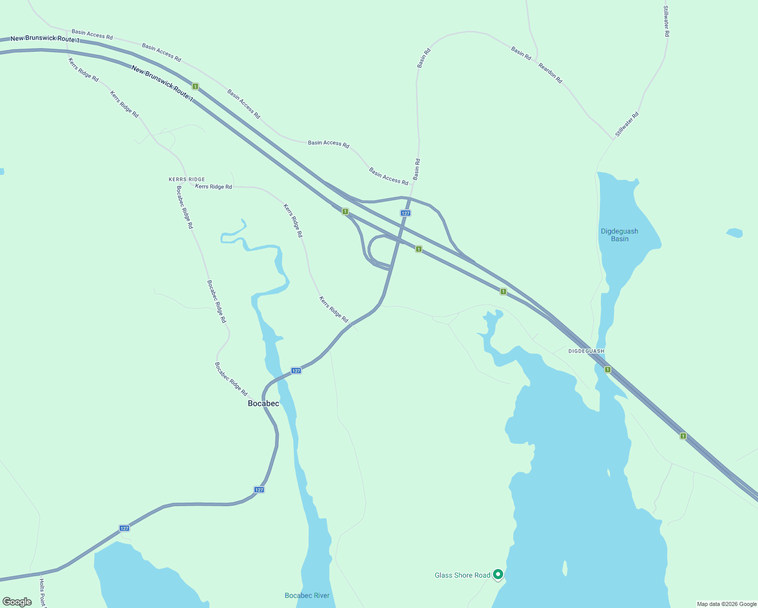 map of restaurants, bars, coffee shops, grocery stores, and more near 5871 New Brunswick 127 in Bocabec