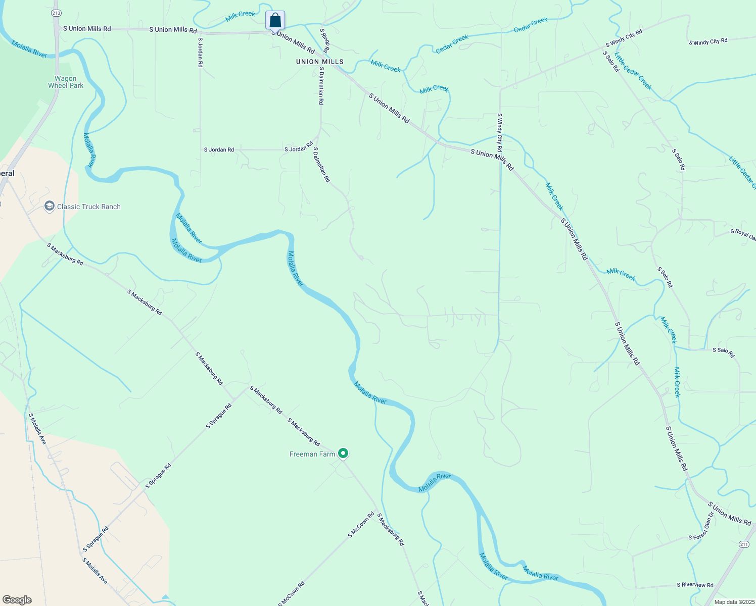 map of restaurants, bars, coffee shops, grocery stores, and more near Heisinger Lane in Mulino