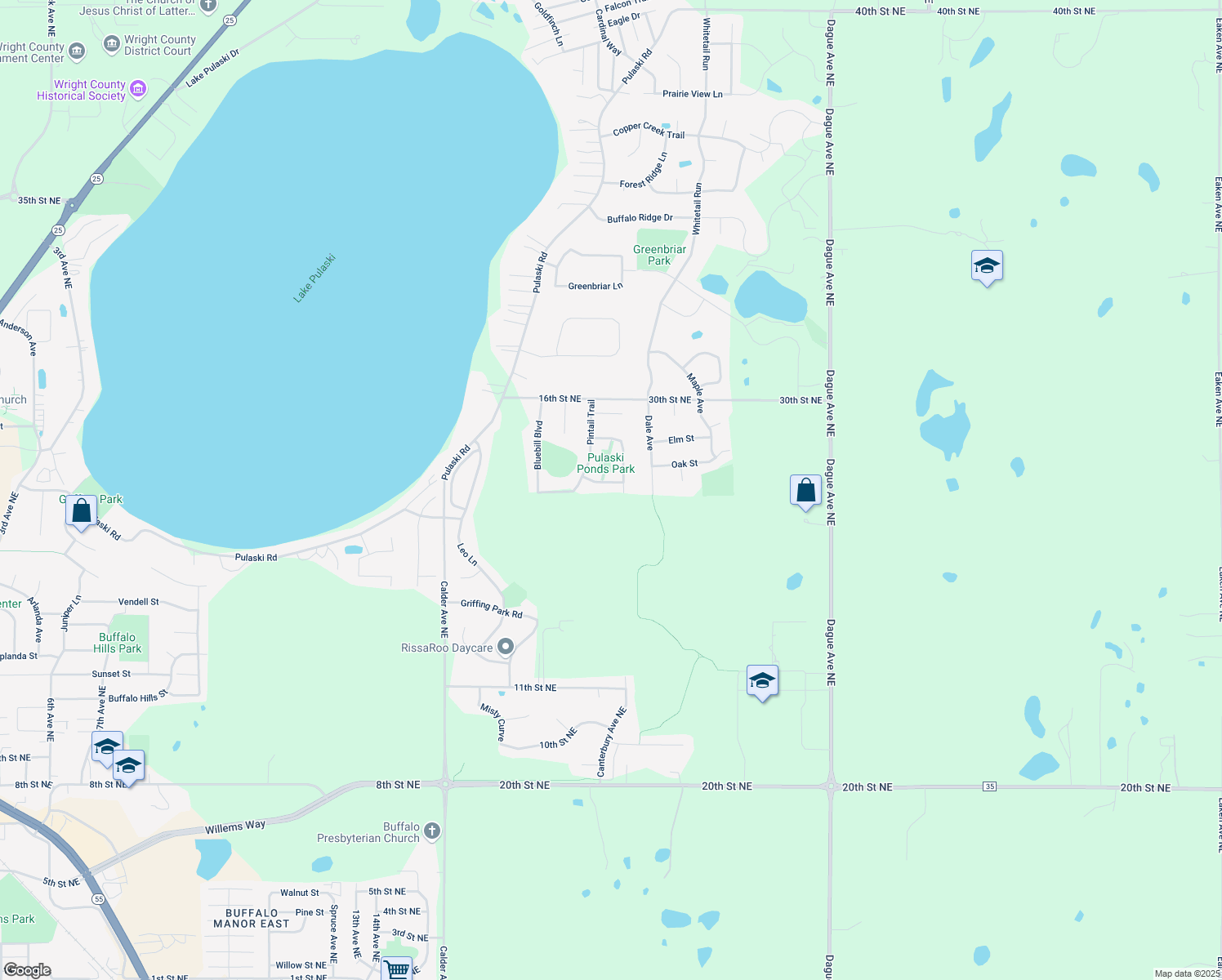 map of restaurants, bars, coffee shops, grocery stores, and more near 1608 13th Street Northeast in Buffalo
