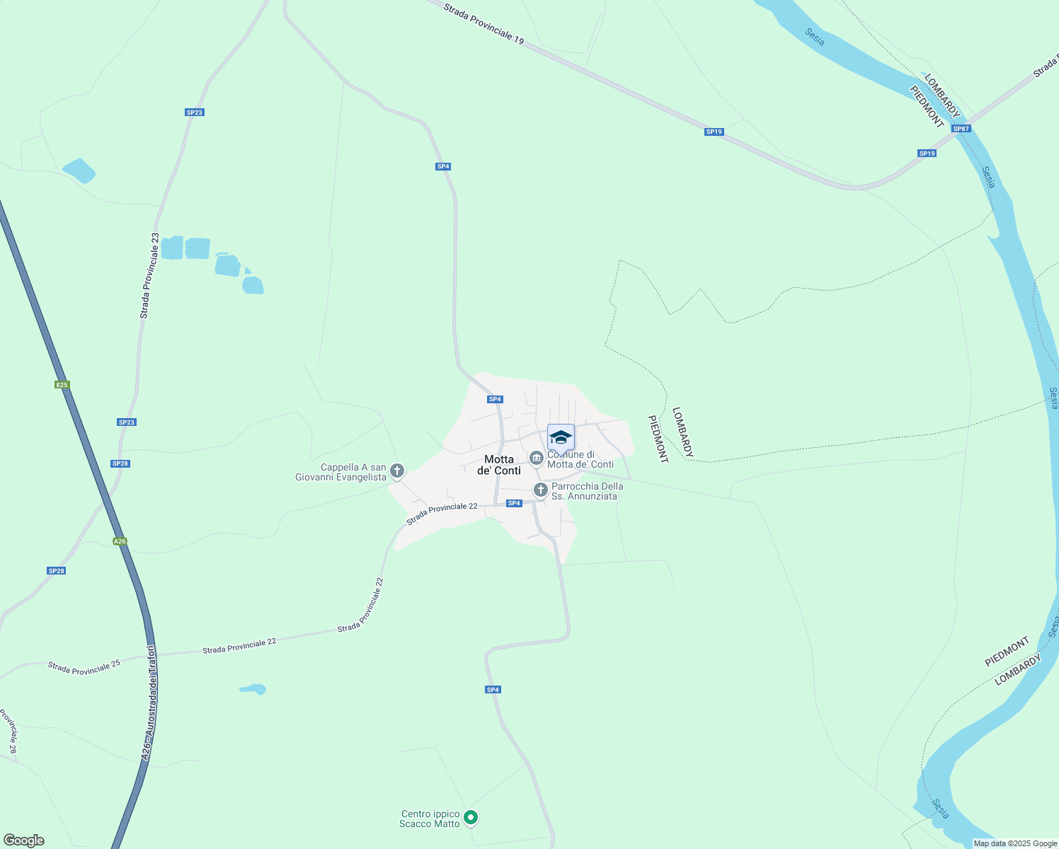map of restaurants, bars, coffee shops, grocery stores, and more near 37 Vicolo Giovanna Vialardi in Motta de' Conti