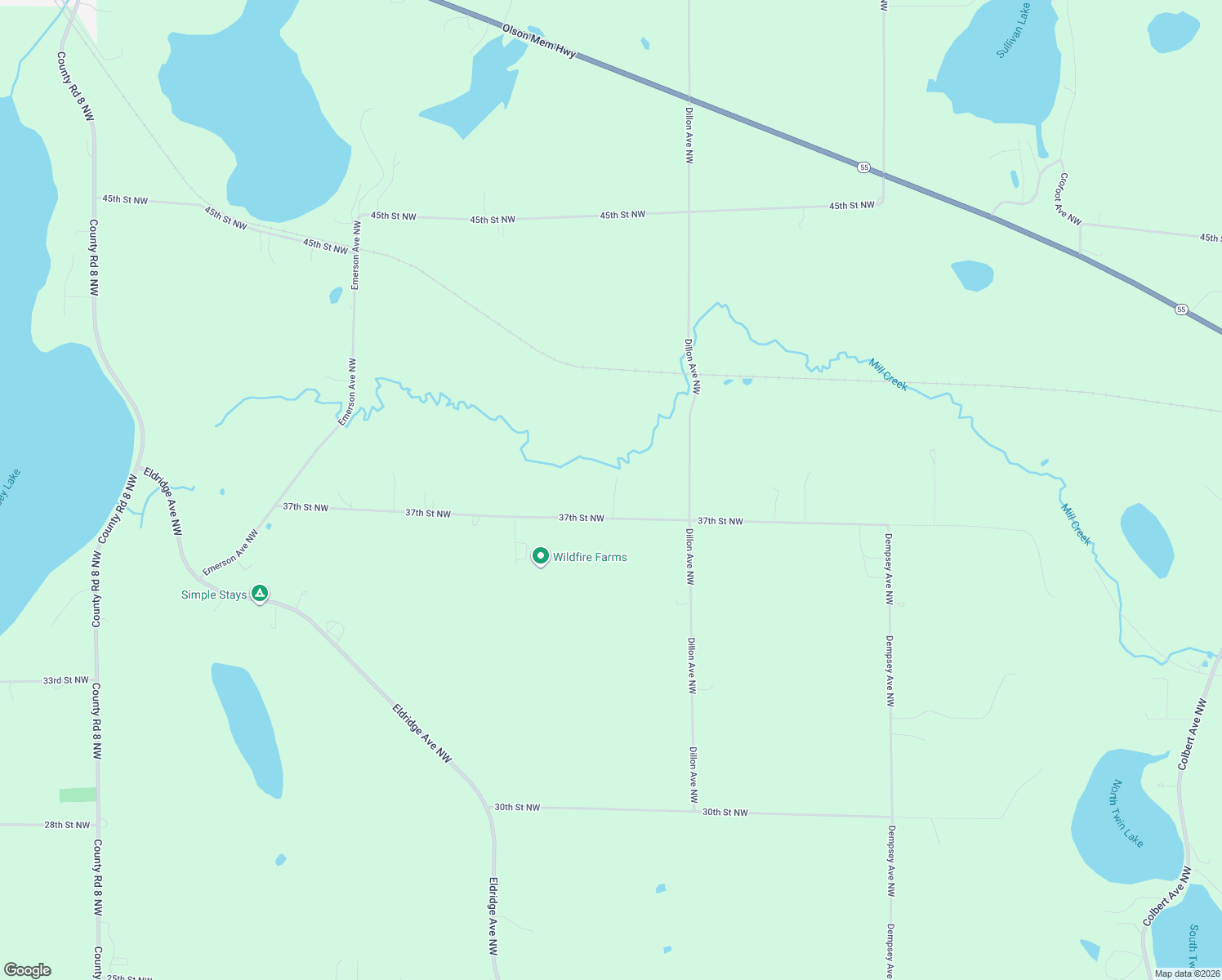 map of restaurants, bars, coffee shops, grocery stores, and more near 3692 37th St NW in Maple Lake