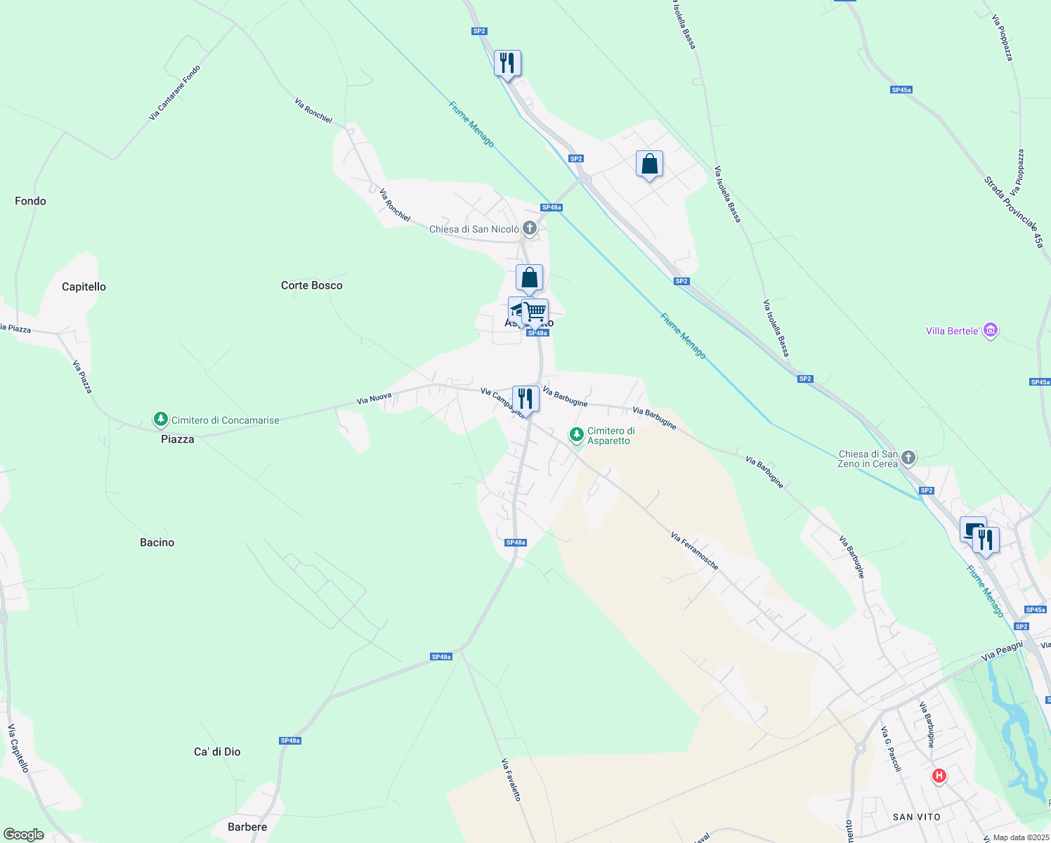 map of restaurants, bars, coffee shops, grocery stores, and more near 3 Via Campagnol in Asparetto
