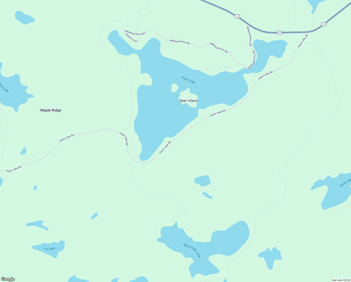 map of restaurants, bars, coffee shops, grocery stores, and more near 1257 Paint Lake Road in Baysville