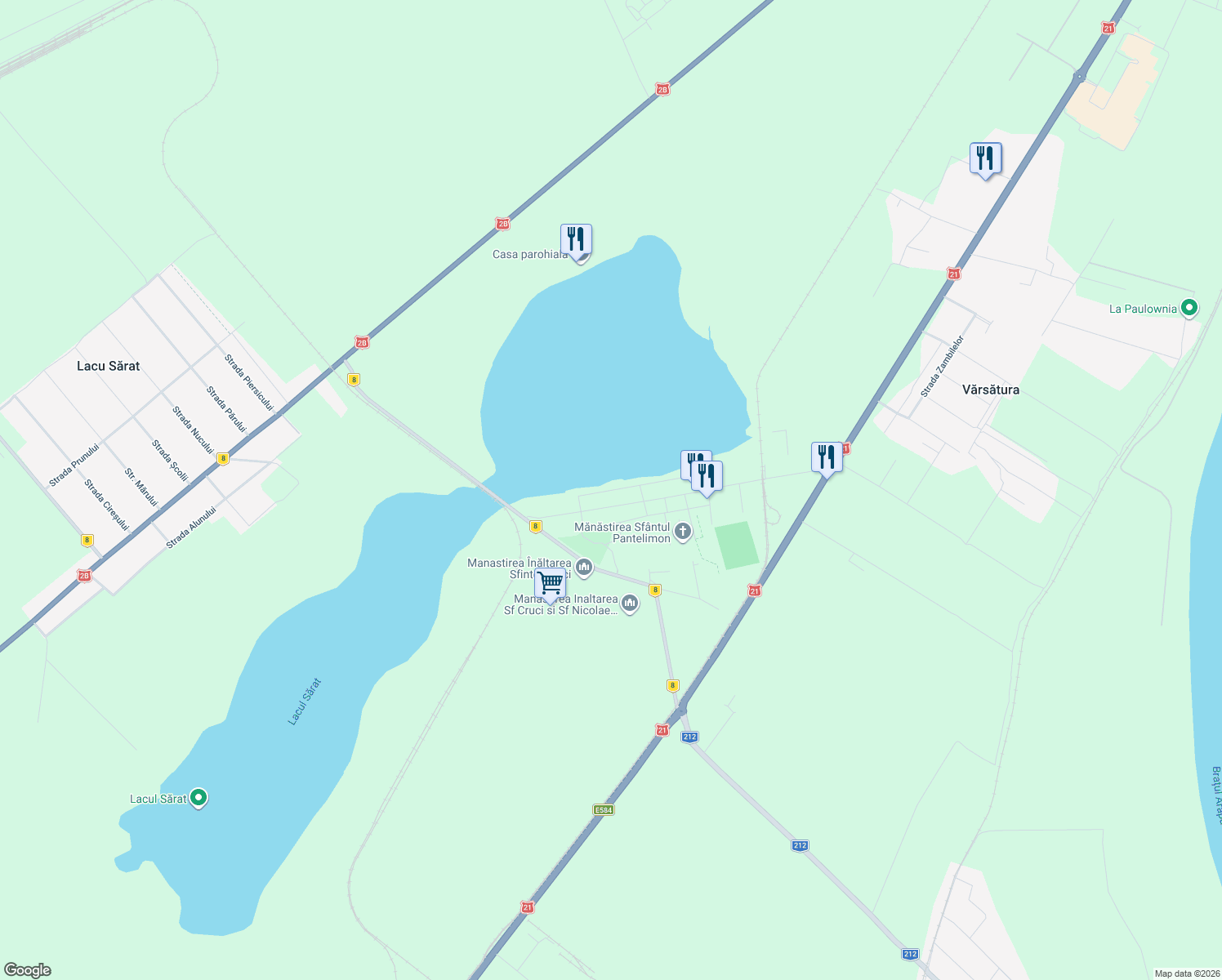 map of restaurants, bars, coffee shops, grocery stores, and more near Aleea Plajelor in Brăila
