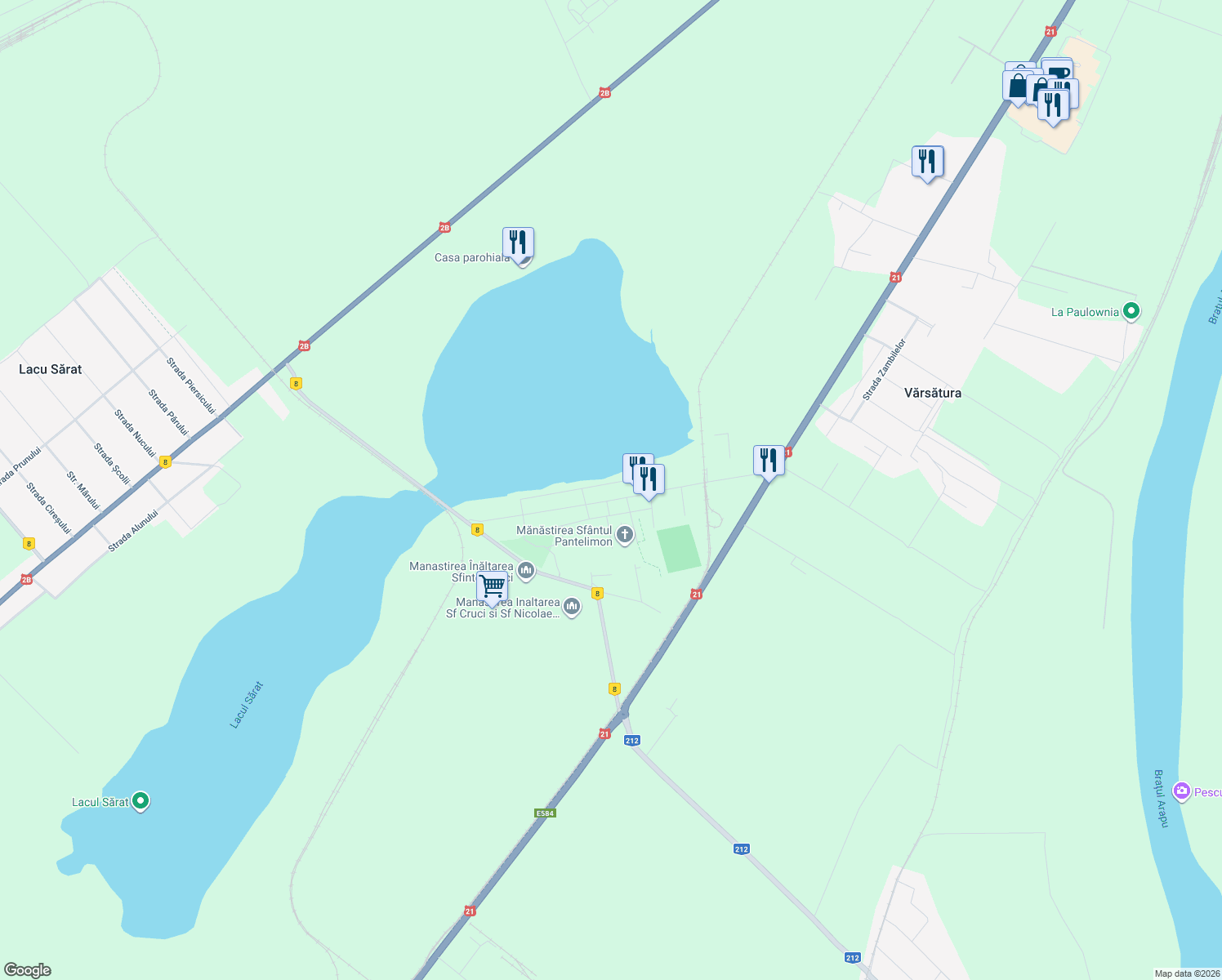 map of restaurants, bars, coffee shops, grocery stores, and more near in Brăila