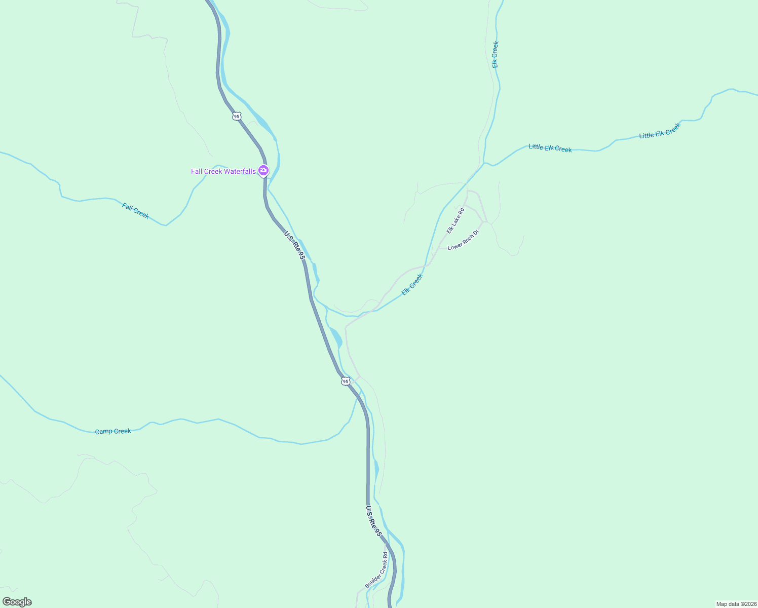 map of restaurants, bars, coffee shops, grocery stores, and more near 25 North Elk Lake Road in New Meadows