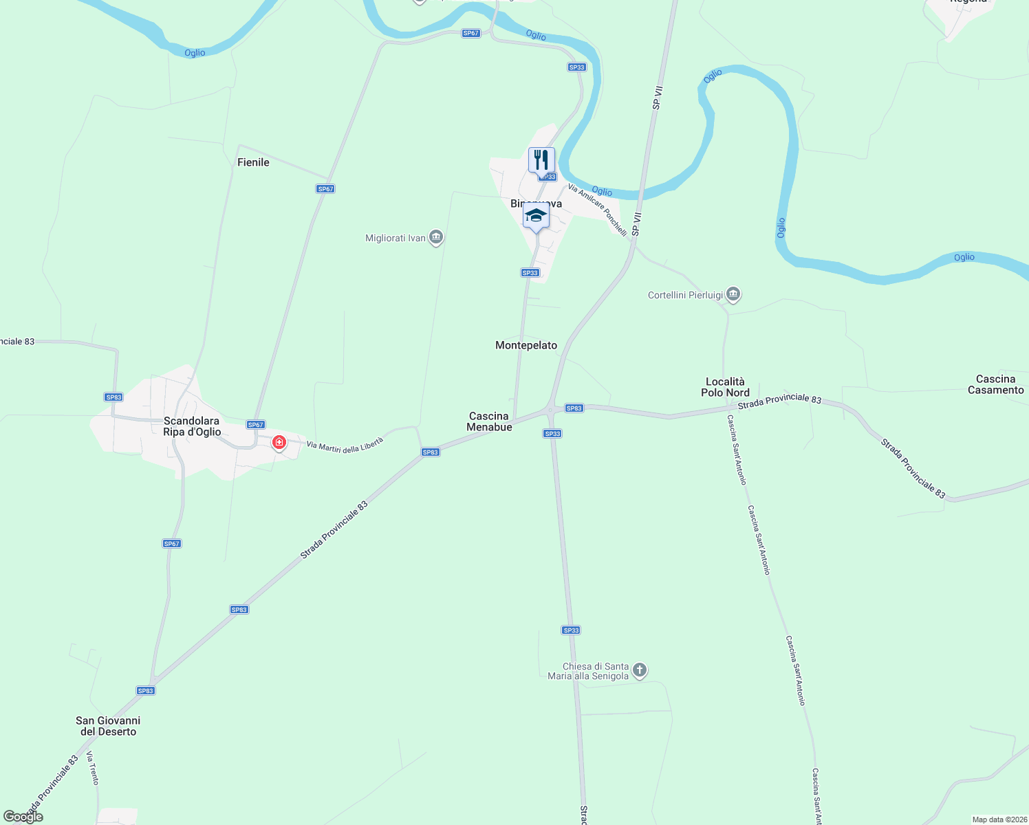 map of restaurants, bars, coffee shops, grocery stores, and more near 2 Località Menabue in Gabbioneta