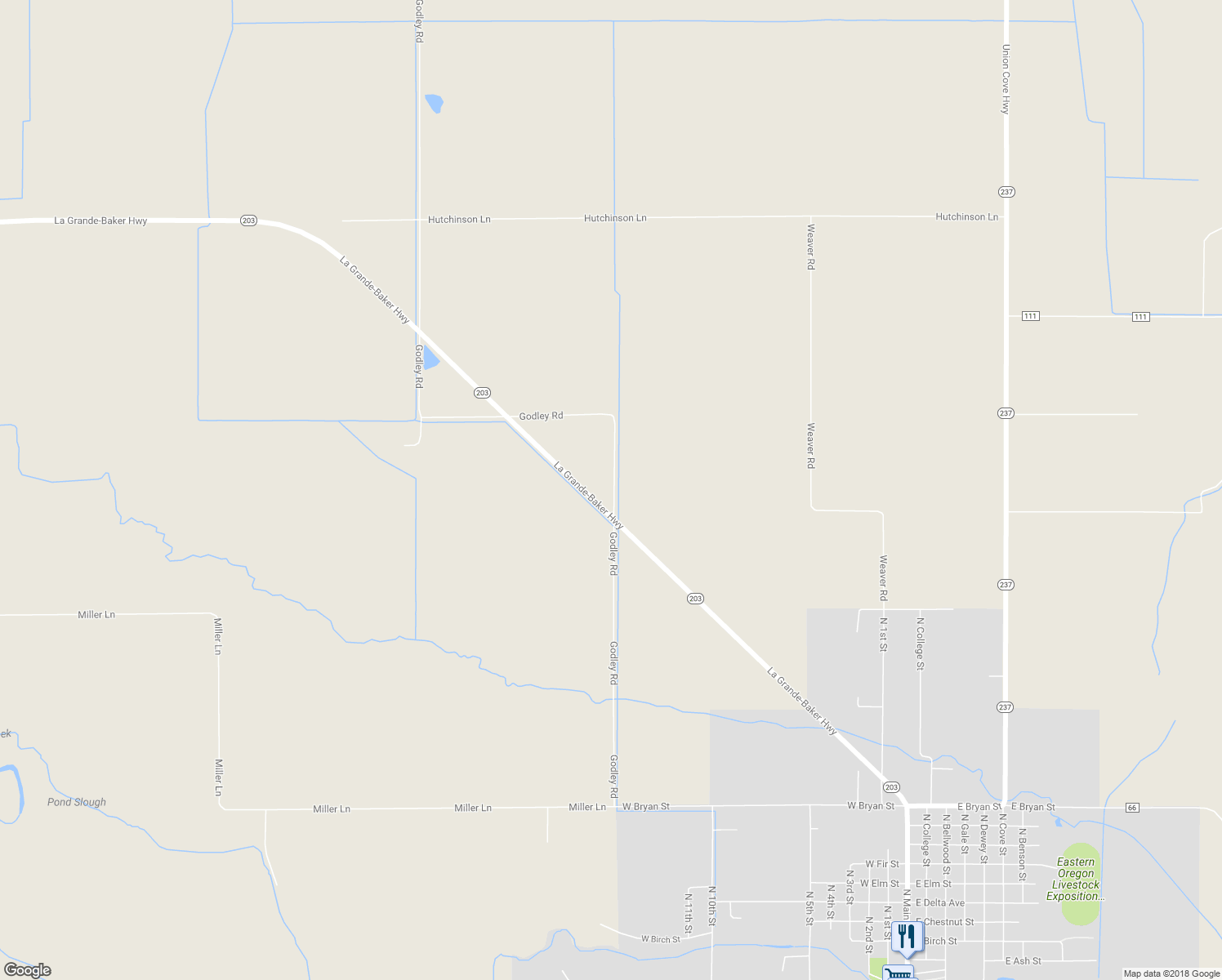 map of restaurants, bars, coffee shops, grocery stores, and more near 58015 Godley Road in Union