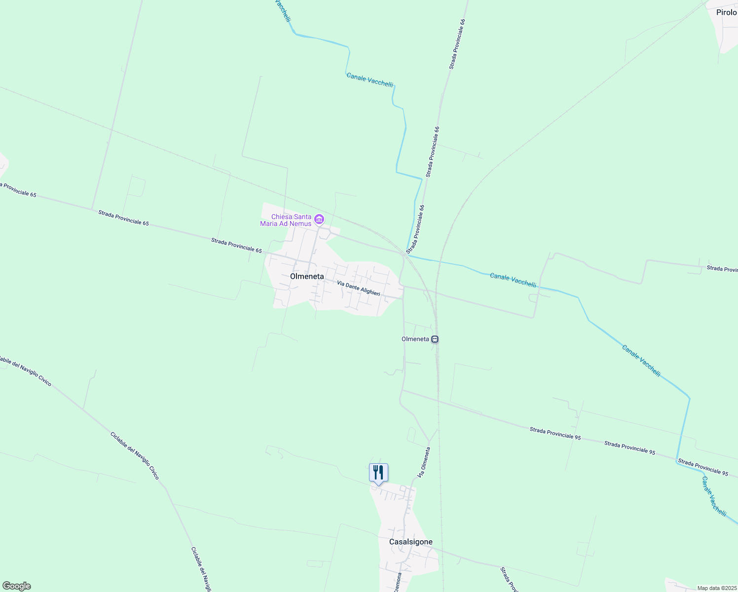 map of restaurants, bars, coffee shops, grocery stores, and more near 25M Via Boldori Attilio in Olmeneta