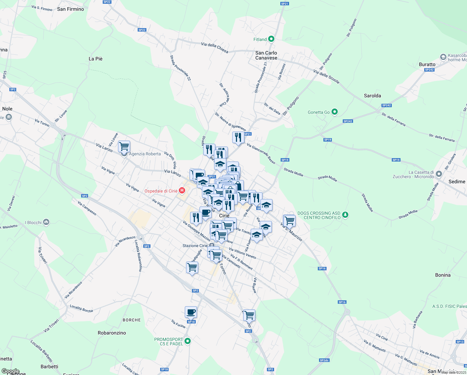map of restaurants, bars, coffee shops, grocery stores, and more near 29 Piazza Castello in Torino