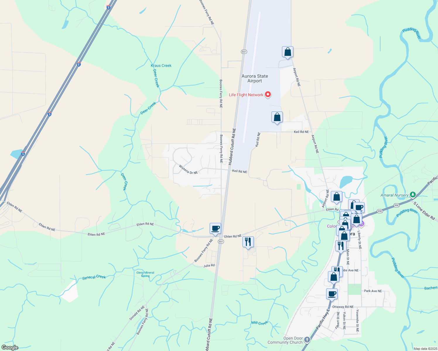 map of restaurants, bars, coffee shops, grocery stores, and more near 21972 Floral Ct NE in Aurora