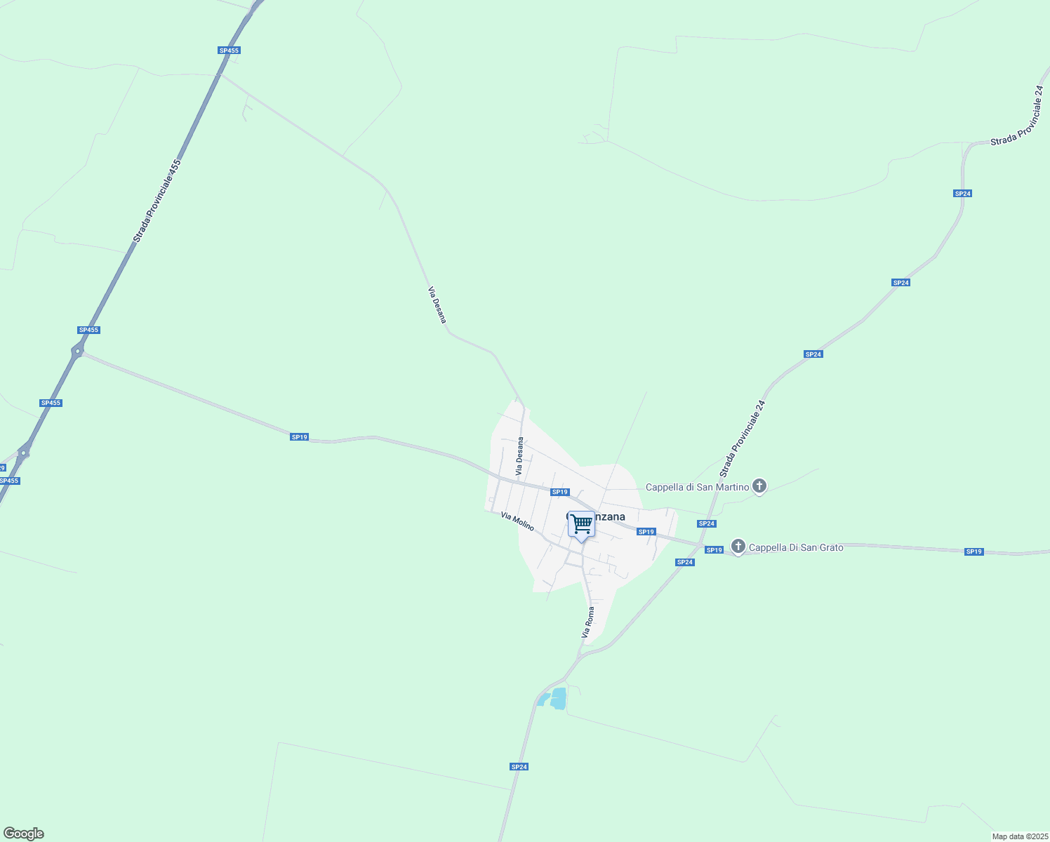 map of restaurants, bars, coffee shops, grocery stores, and more near 82 Via Desana in Costanzana