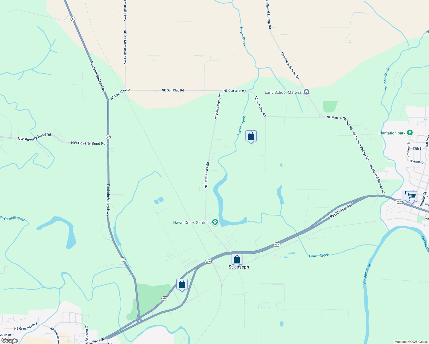 map of restaurants, bars, coffee shops, grocery stores, and more near 4600 Northeast Hawn Creek Road in McMinnville