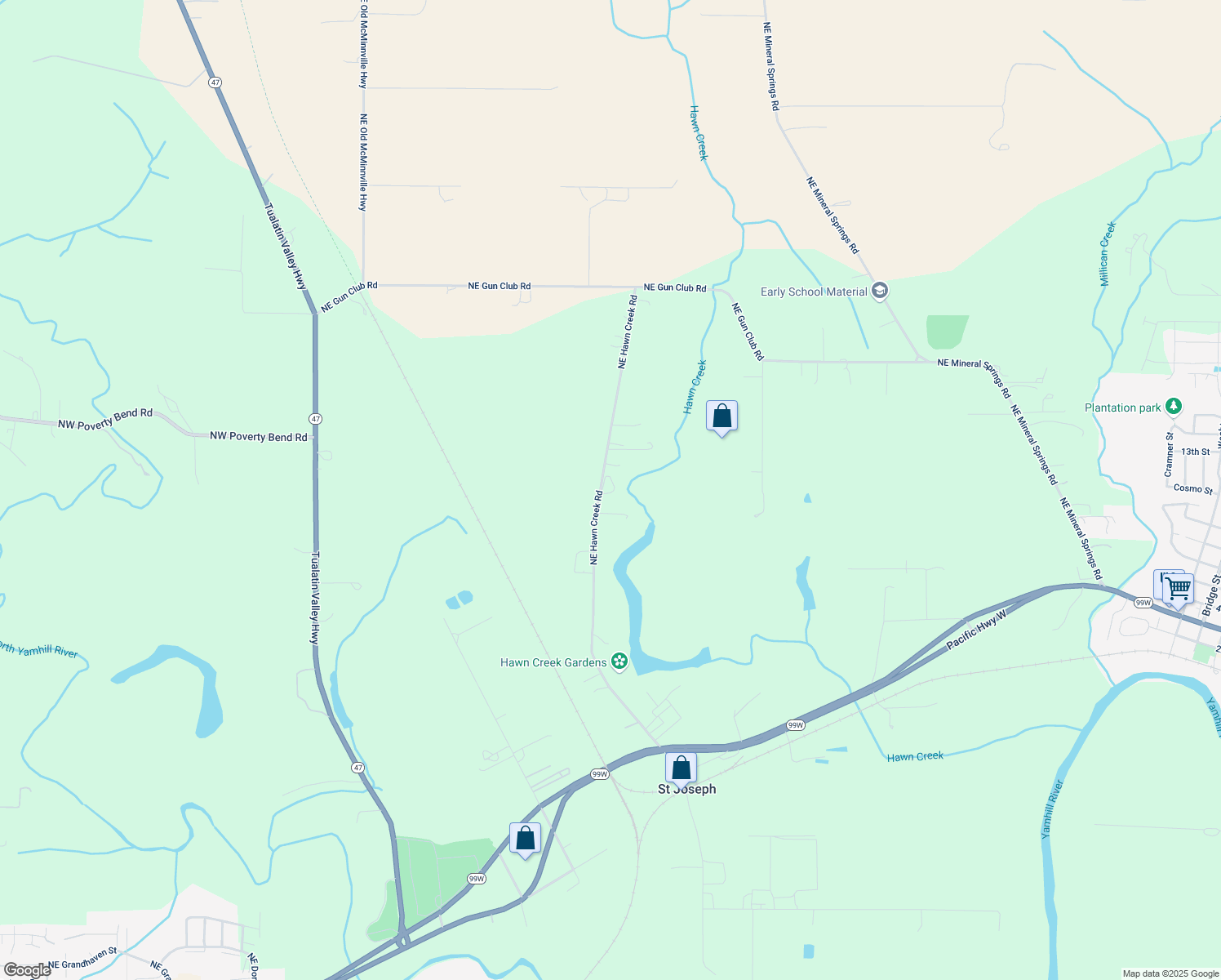 map of restaurants, bars, coffee shops, grocery stores, and more near 4600 Northeast Hawn Creek Road in McMinnville