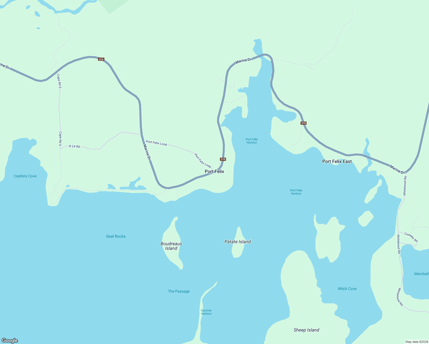 map of restaurants, bars, coffee shops, grocery stores, and more near in Port Felix