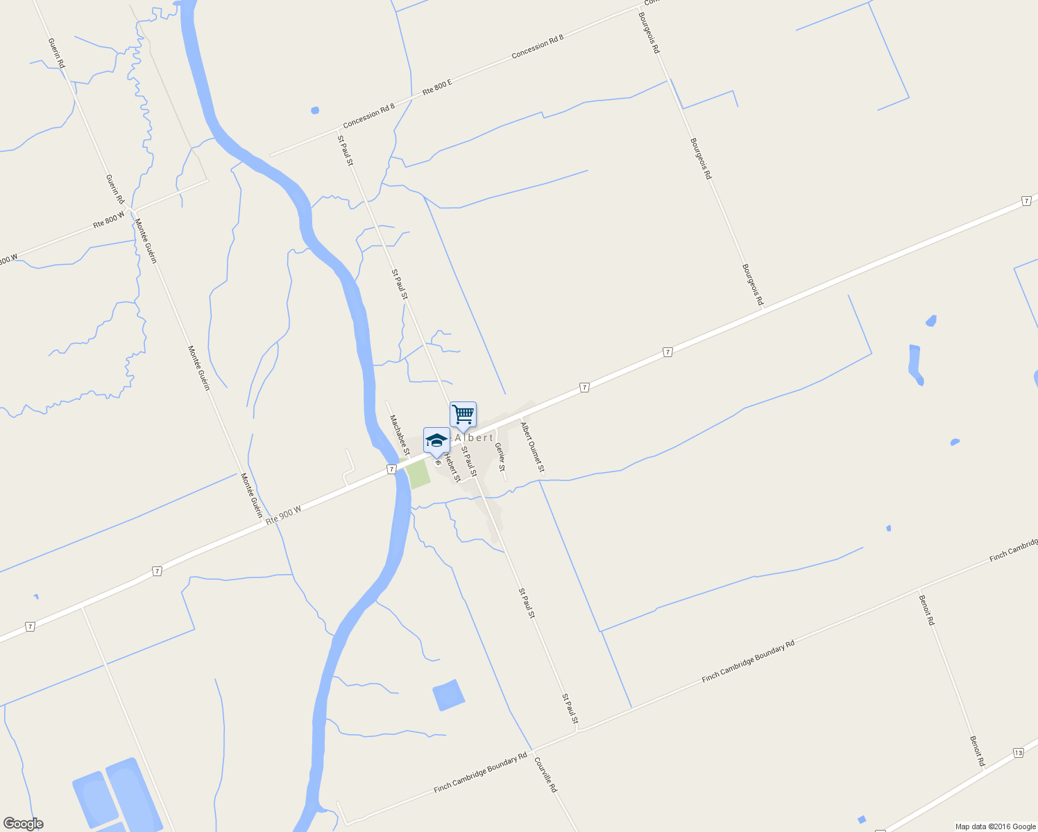 map of restaurants, bars, coffee shops, grocery stores, and more near 176 Principale Street in St-Albert