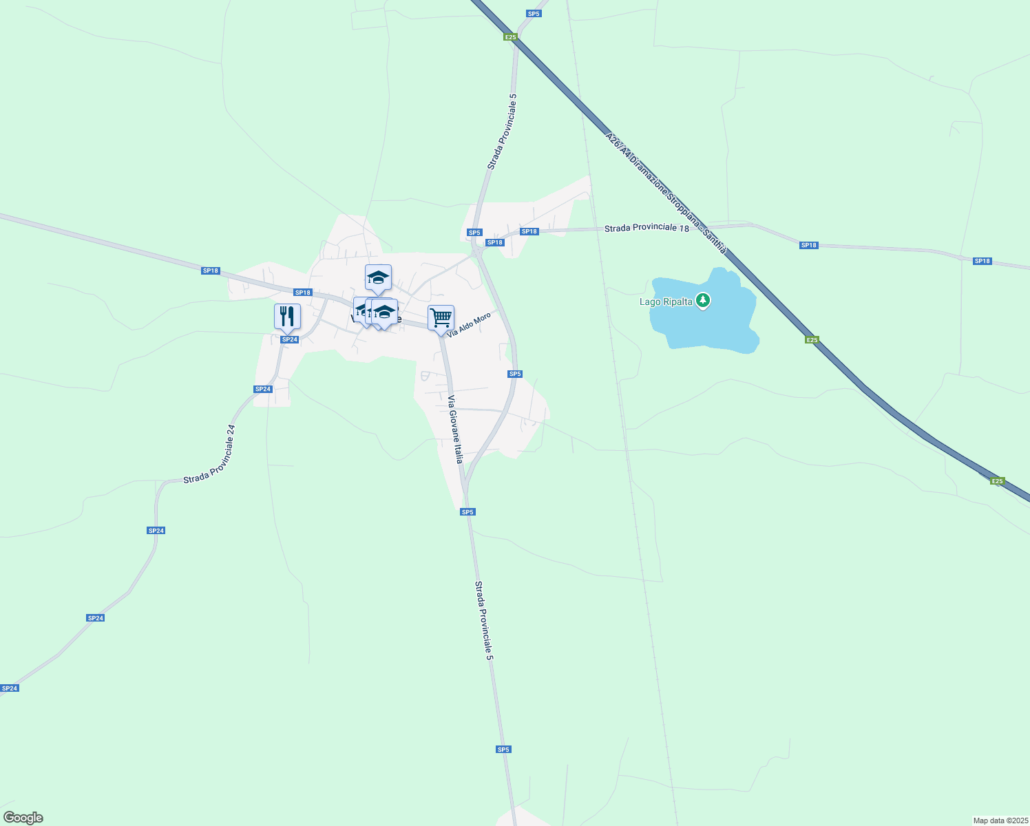 map of restaurants, bars, coffee shops, grocery stores, and more near 28 Via Monte Grappa in Asigliano Vercellese
