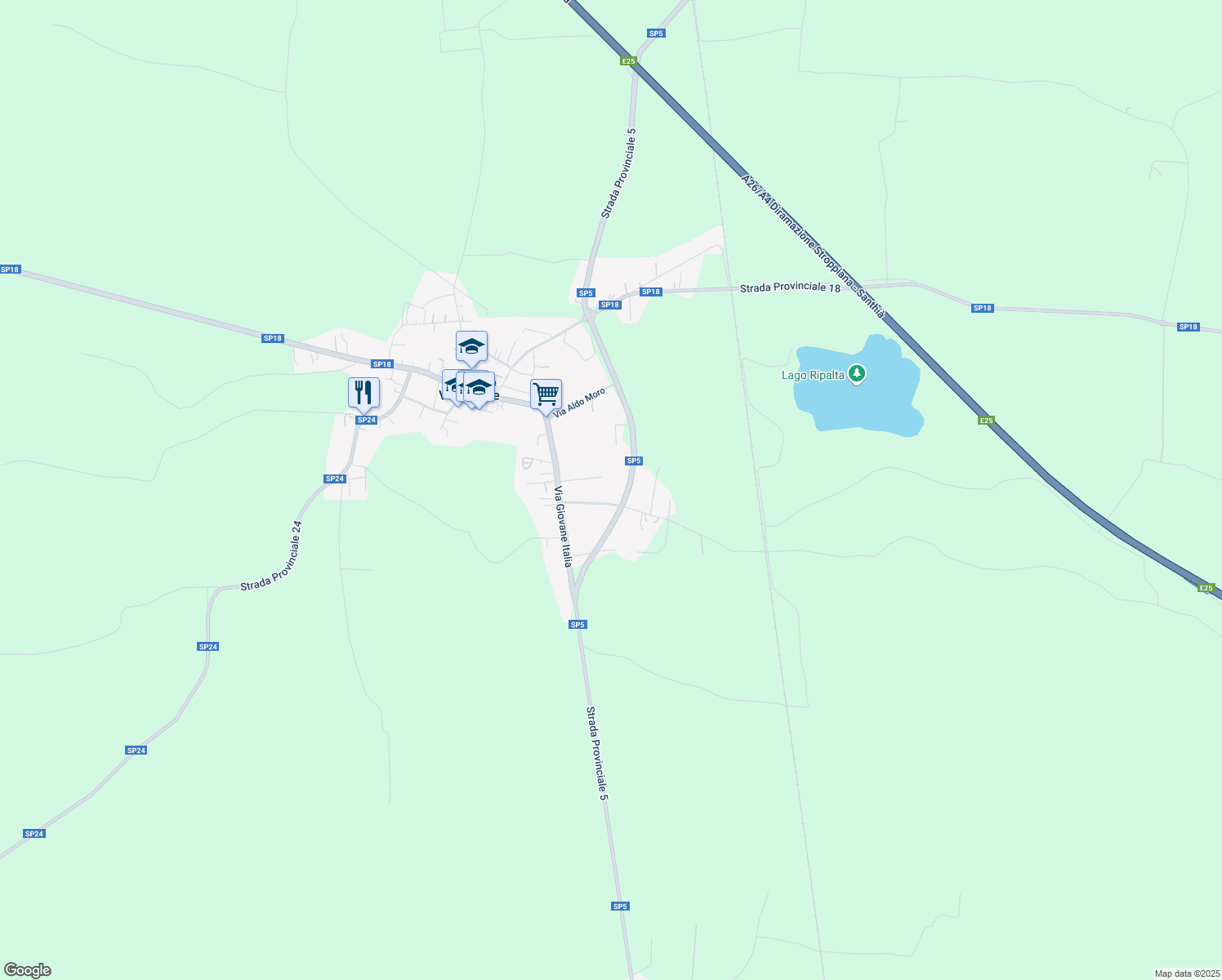 map of restaurants, bars, coffee shops, grocery stores, and more near 28 Via Monte Grappa in Asigliano Vercellese