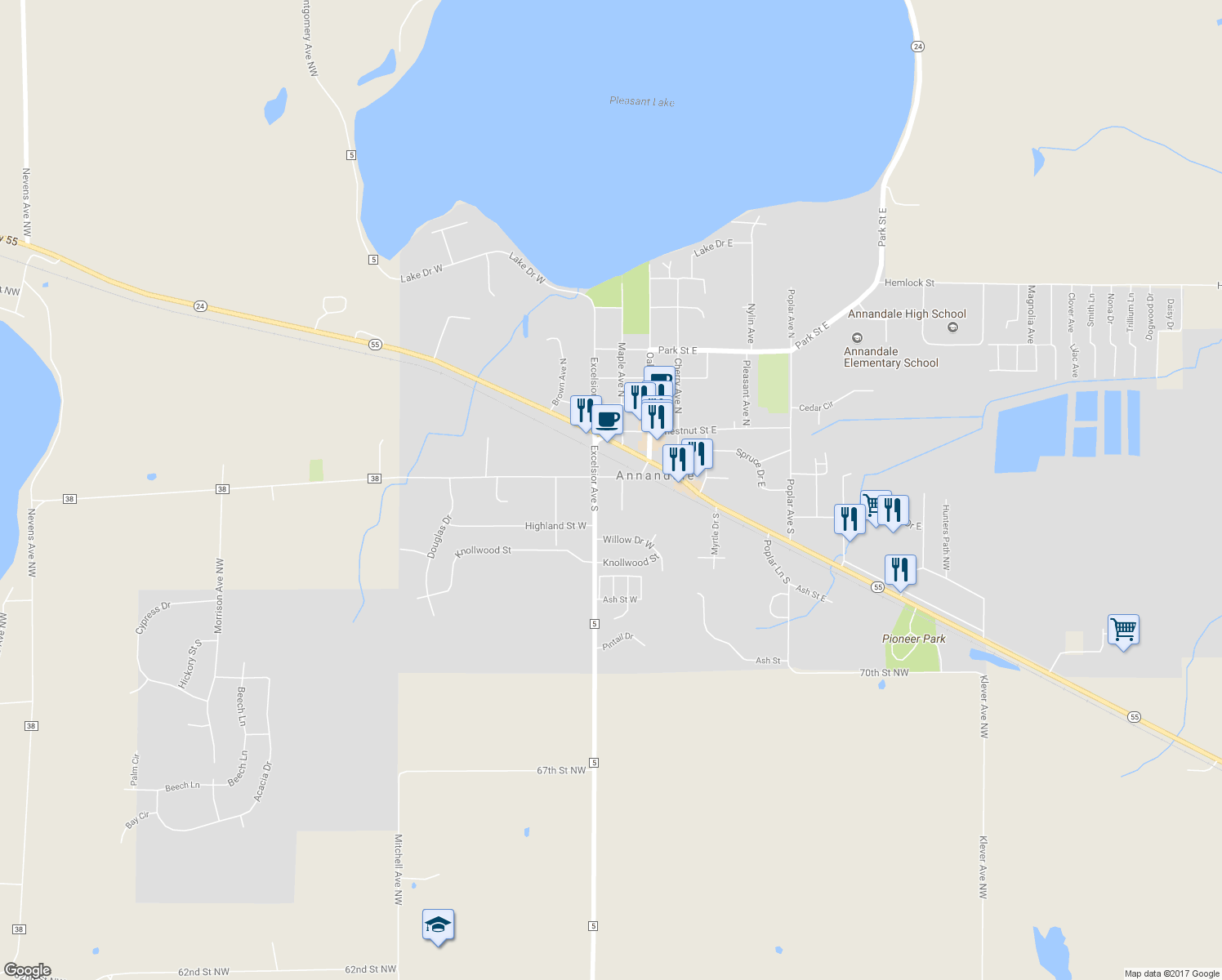 map of restaurants, bars, coffee shops, grocery stores, and more near 151 Harrison Street West in Annandale