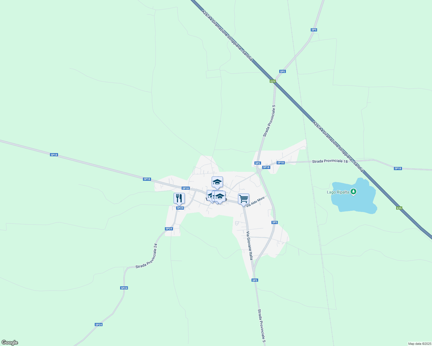 map of restaurants, bars, coffee shops, grocery stores, and more near 47 Via Gerardo Salis in Asigliano Vercellese