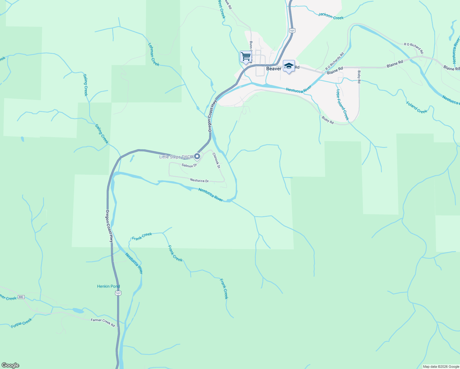 map of restaurants, bars, coffee shops, grocery stores, and more near 26135 Chinook St in Cloverdale