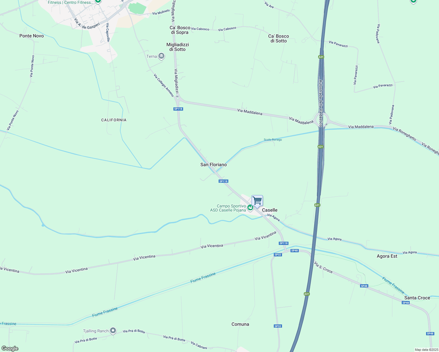 map of restaurants, bars, coffee shops, grocery stores, and more near 47 Via Caselle in Caselle