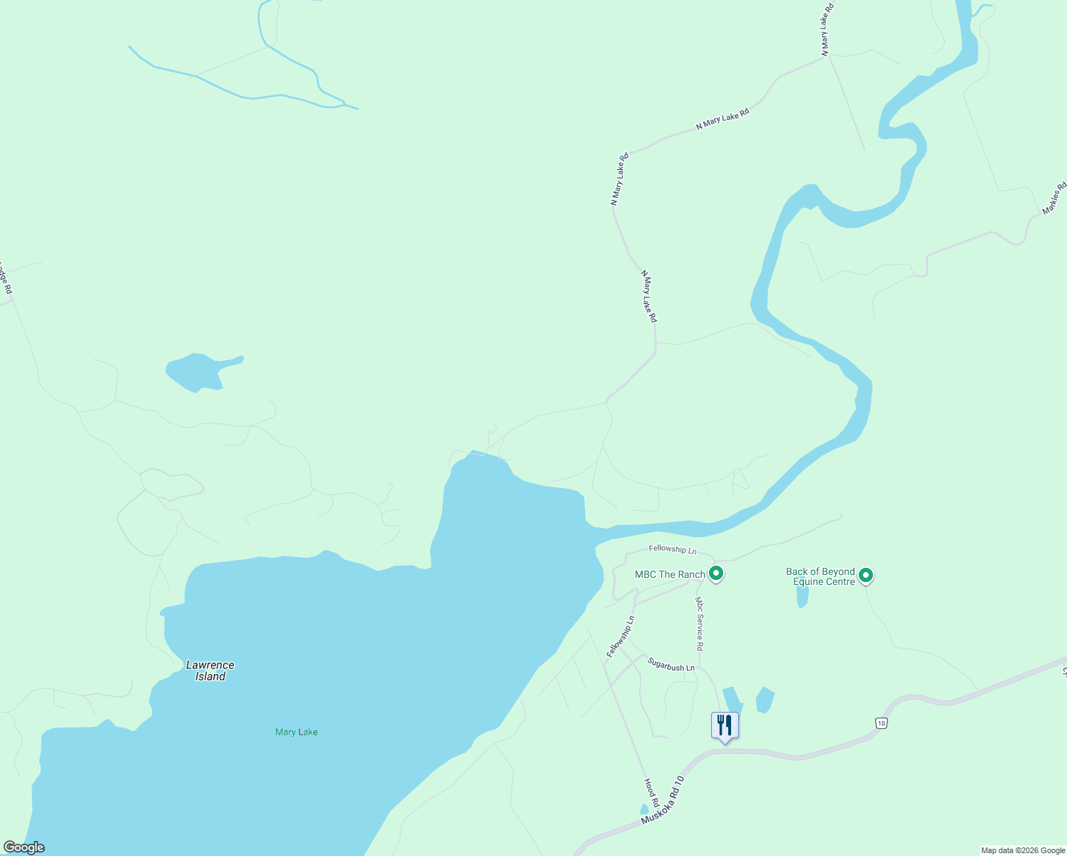 map of restaurants, bars, coffee shops, grocery stores, and more near 1549 North Mary Lake Road in Huntsville