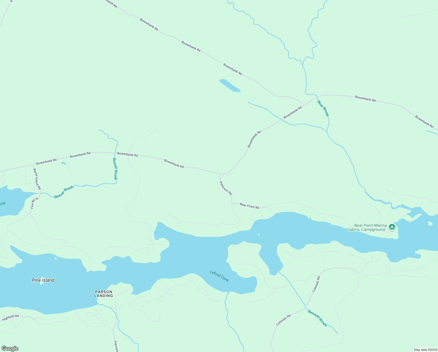 map of restaurants, bars, coffee shops, grocery stores, and more near 429 Bowerbank Road in Bowerbank