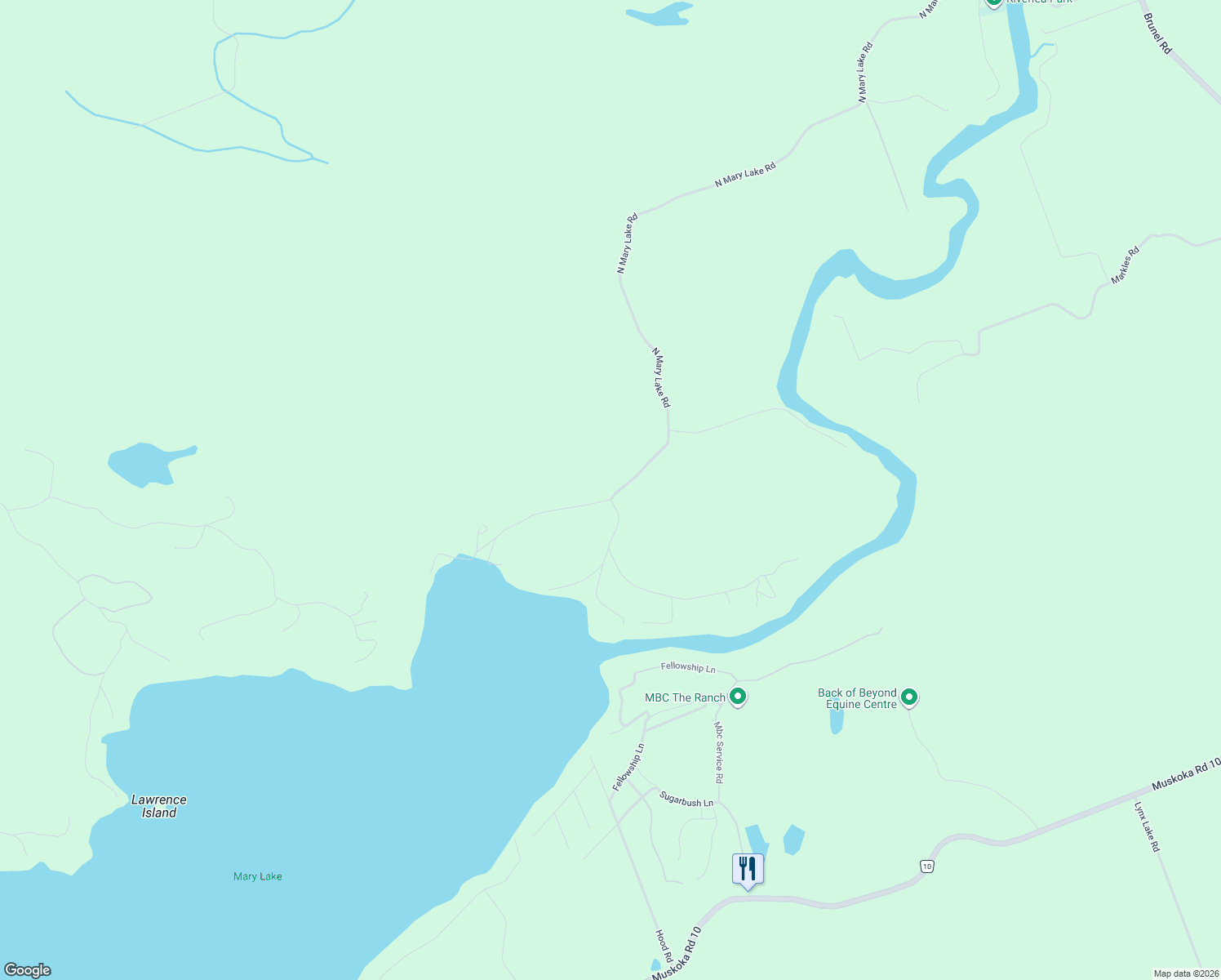 map of restaurants, bars, coffee shops, grocery stores, and more near 1467 North Mary Lake Road in Huntsville