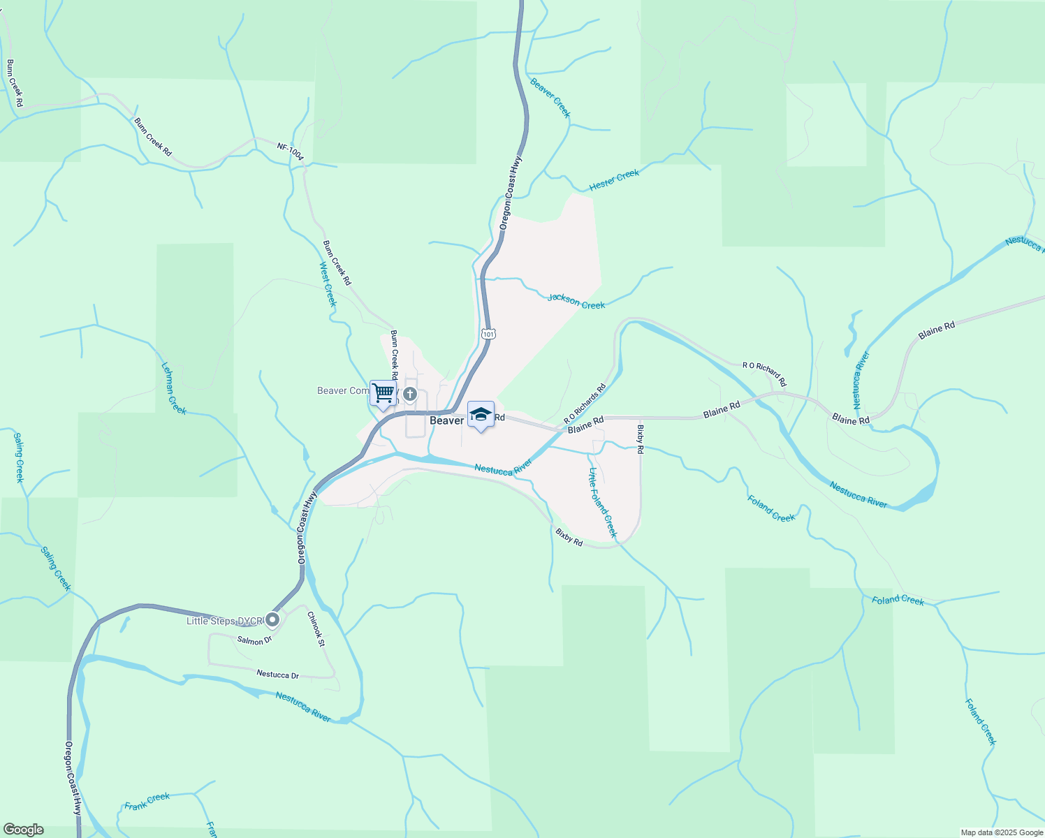 map of restaurants, bars, coffee shops, grocery stores, and more near 20200 Blaine Rd in Beaver