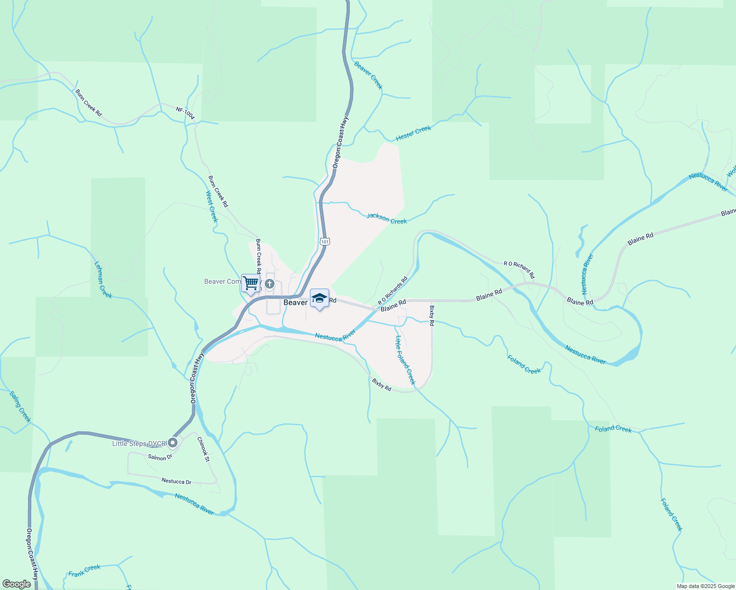 map of restaurants, bars, coffee shops, grocery stores, and more near 20200 Blaine Road in Beaver