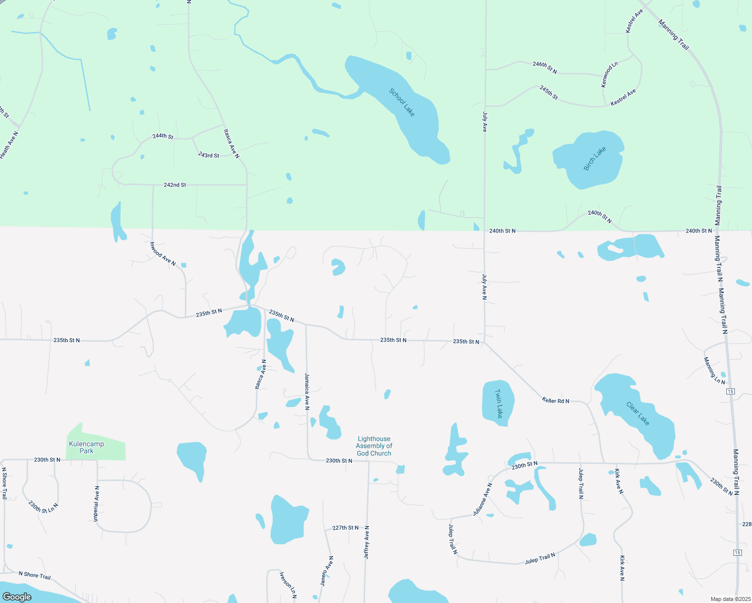 map of restaurants, bars, coffee shops, grocery stores, and more near 23690 Jensen Avenue North in Forest Lake