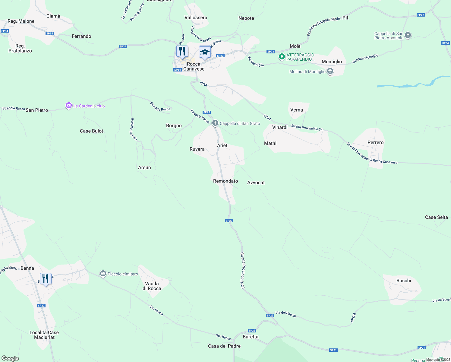 map of restaurants, bars, coffee shops, grocery stores, and more near in Remondato