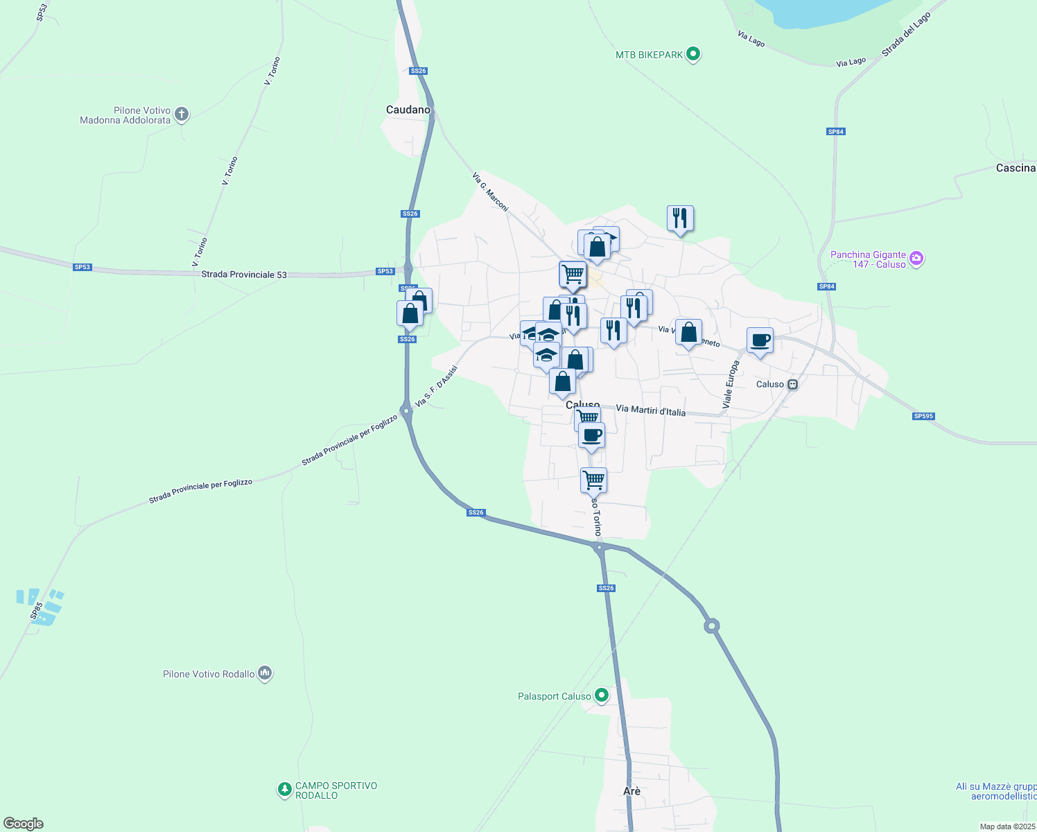 map of restaurants, bars, coffee shops, grocery stores, and more near 3 Via Valdambrini in Città Metropolitana di Torino