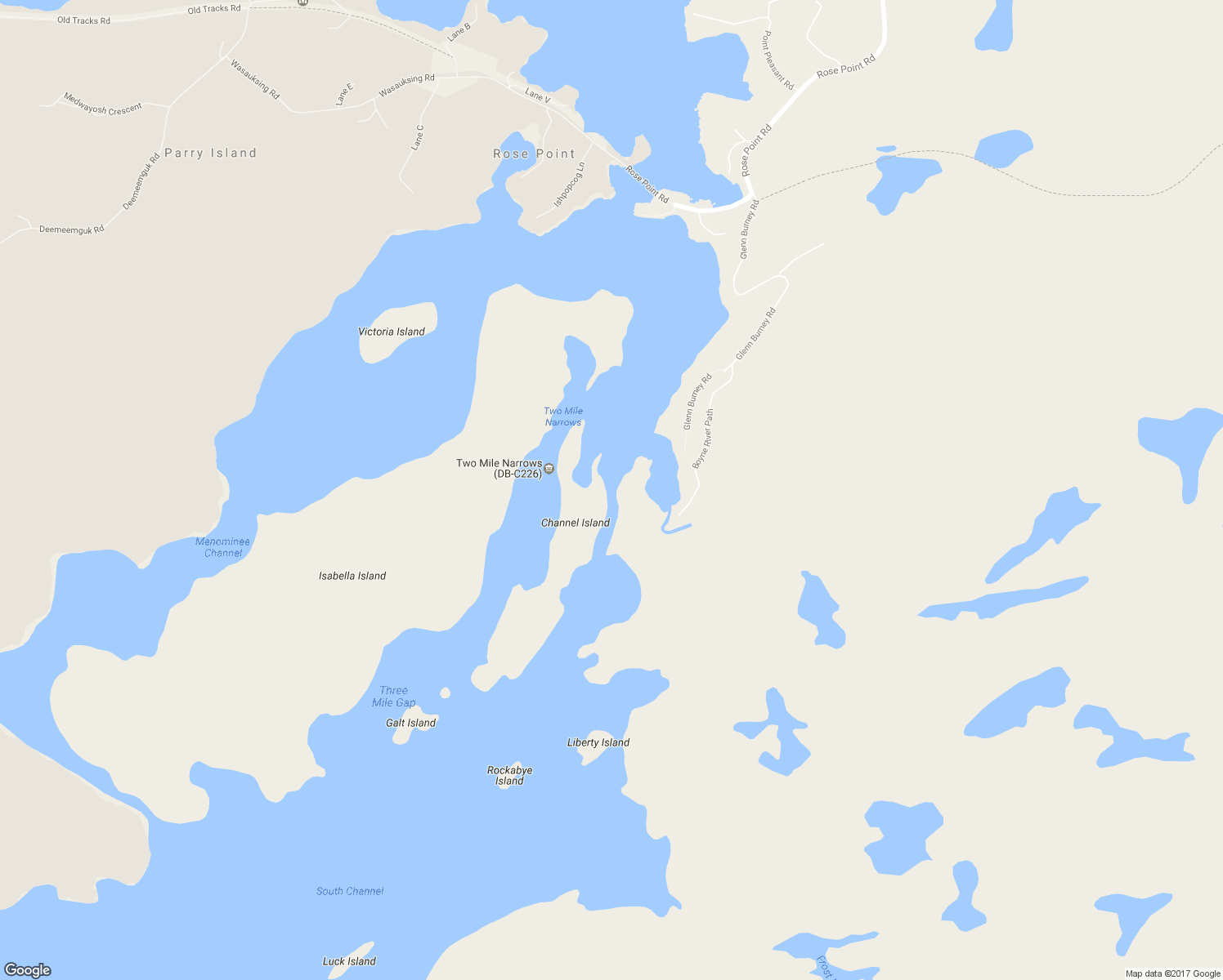 map of restaurants, bars, coffee shops, grocery stores, and more near 46 Glenn Burney Road in Parry Sound