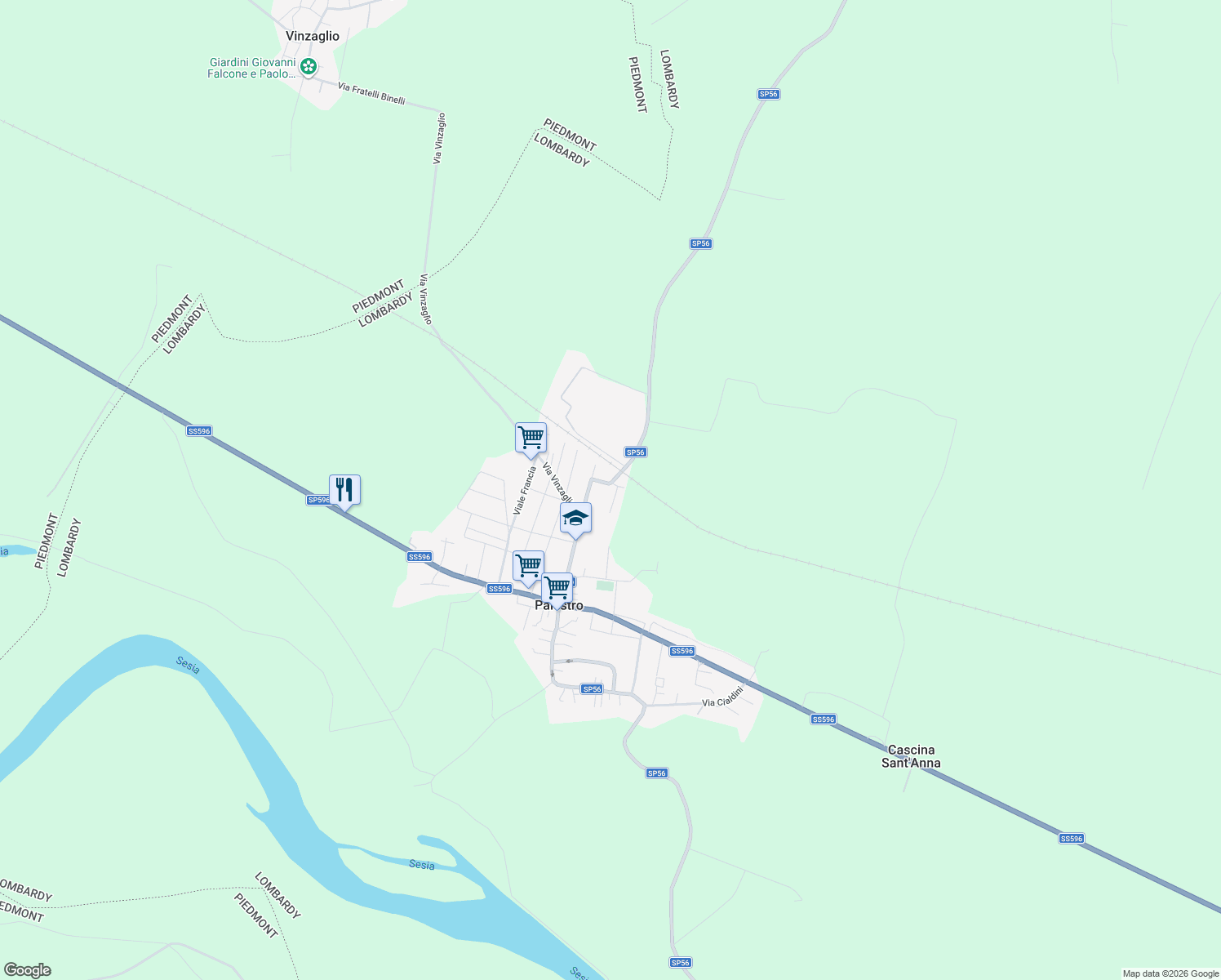 map of restaurants, bars, coffee shops, grocery stores, and more near 2 Via Borino in Palestro