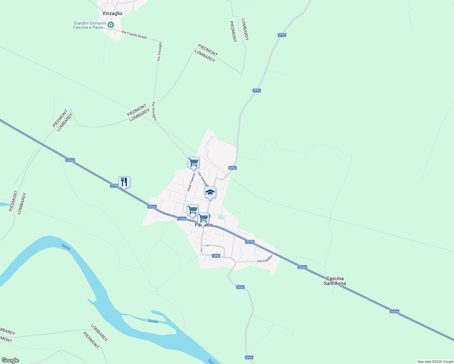 map of restaurants, bars, coffee shops, grocery stores, and more near 2 Via Borino in Palestro