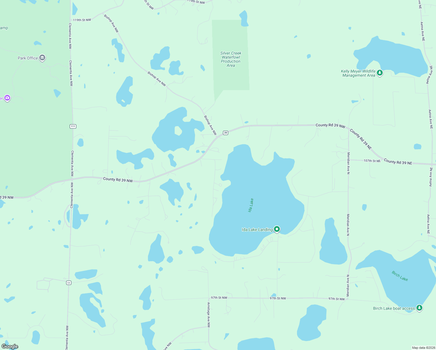 map of restaurants, bars, coffee shops, grocery stores, and more near 10672 Baker Avenue Northwest in Monticello