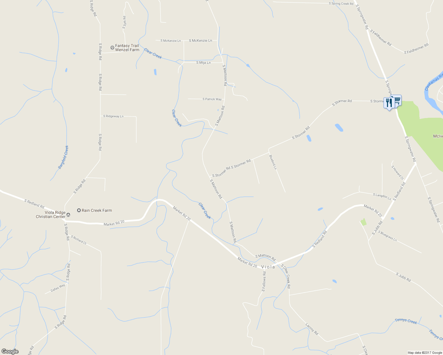 map of restaurants, bars, coffee shops, grocery stores, and more near 20698 South Mattoon Road in Estacada