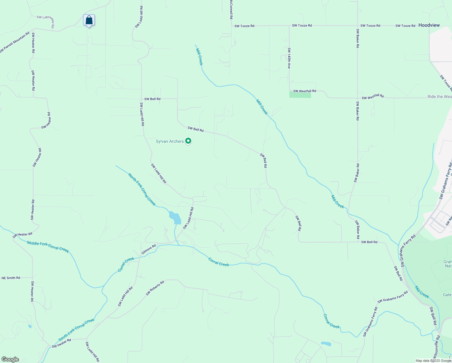 map of restaurants, bars, coffee shops, grocery stores, and more near 14600 Southwest Bell Road in Sherwood