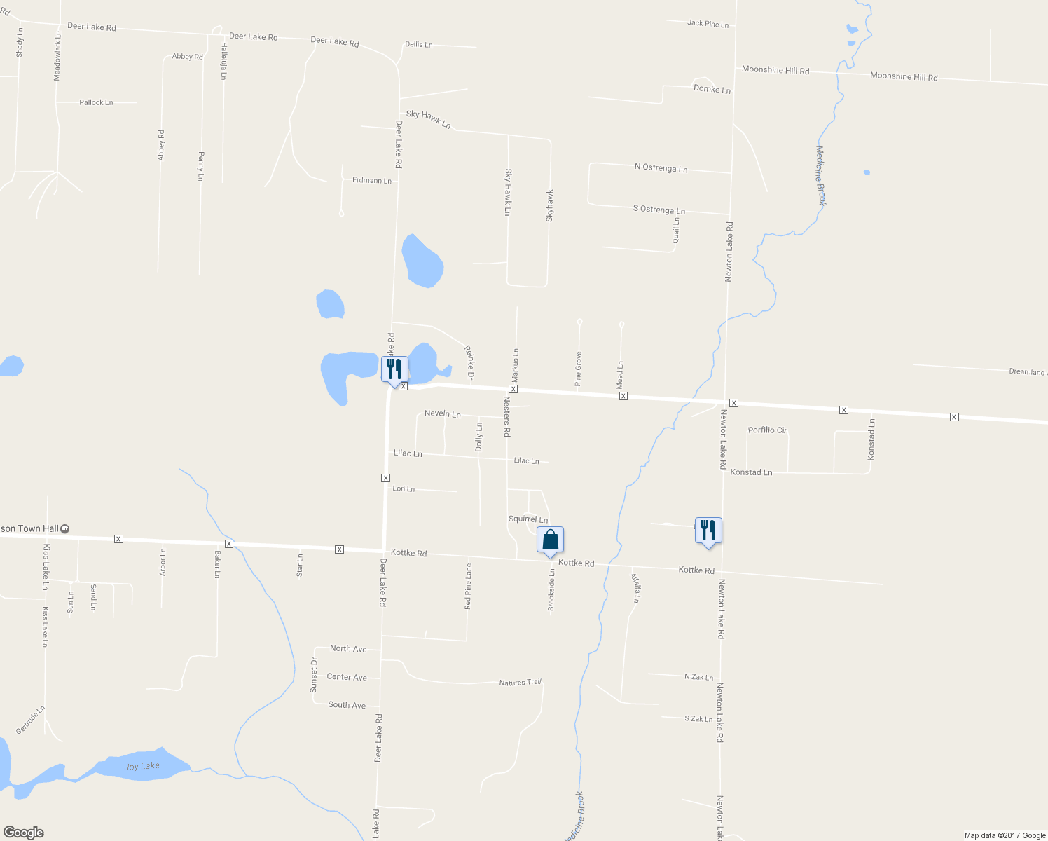 map of restaurants, bars, coffee shops, grocery stores, and more near N9656 Nesters Road in Crivitz