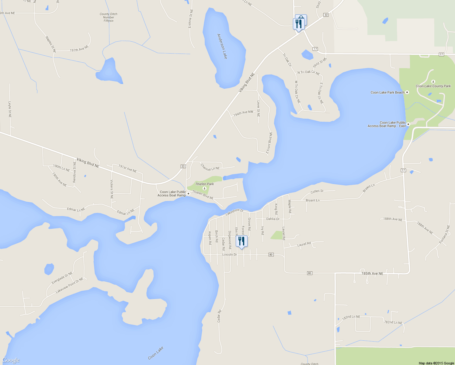 map of restaurants, bars, coffee shops, grocery stores, and more near 4417 189th Lane Northeast in Wyoming