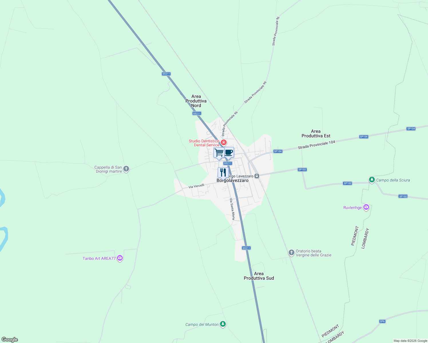 map of restaurants, bars, coffee shops, grocery stores, and more near 9 Via Roggiolo in Borgolavezzaro