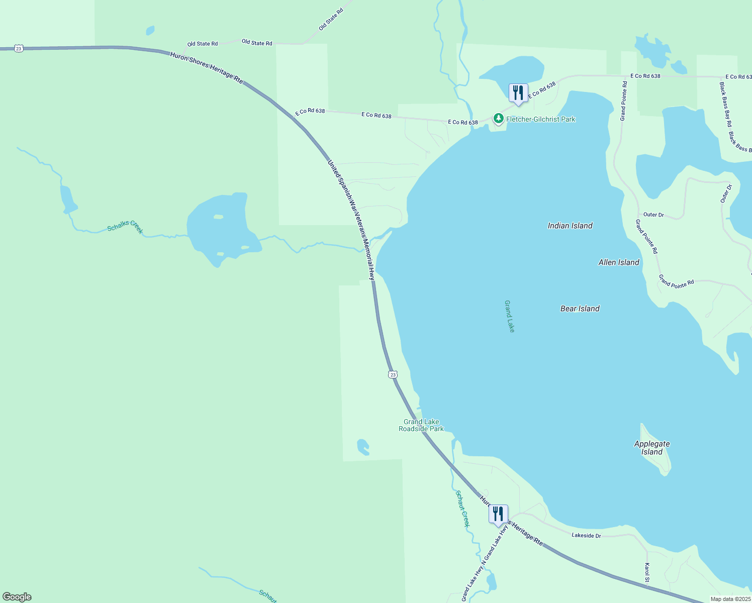 map of restaurants, bars, coffee shops, grocery stores, and more near 14201 U.S. 23 in Posen