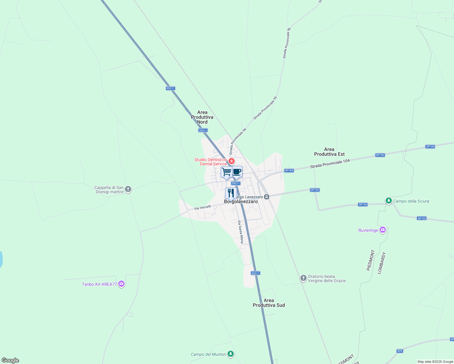 map of restaurants, bars, coffee shops, grocery stores, and more near 9 Via Roggiolo in Borgolavezzaro